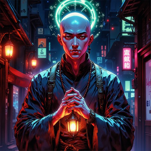 Painted portrait of Om Kai.
