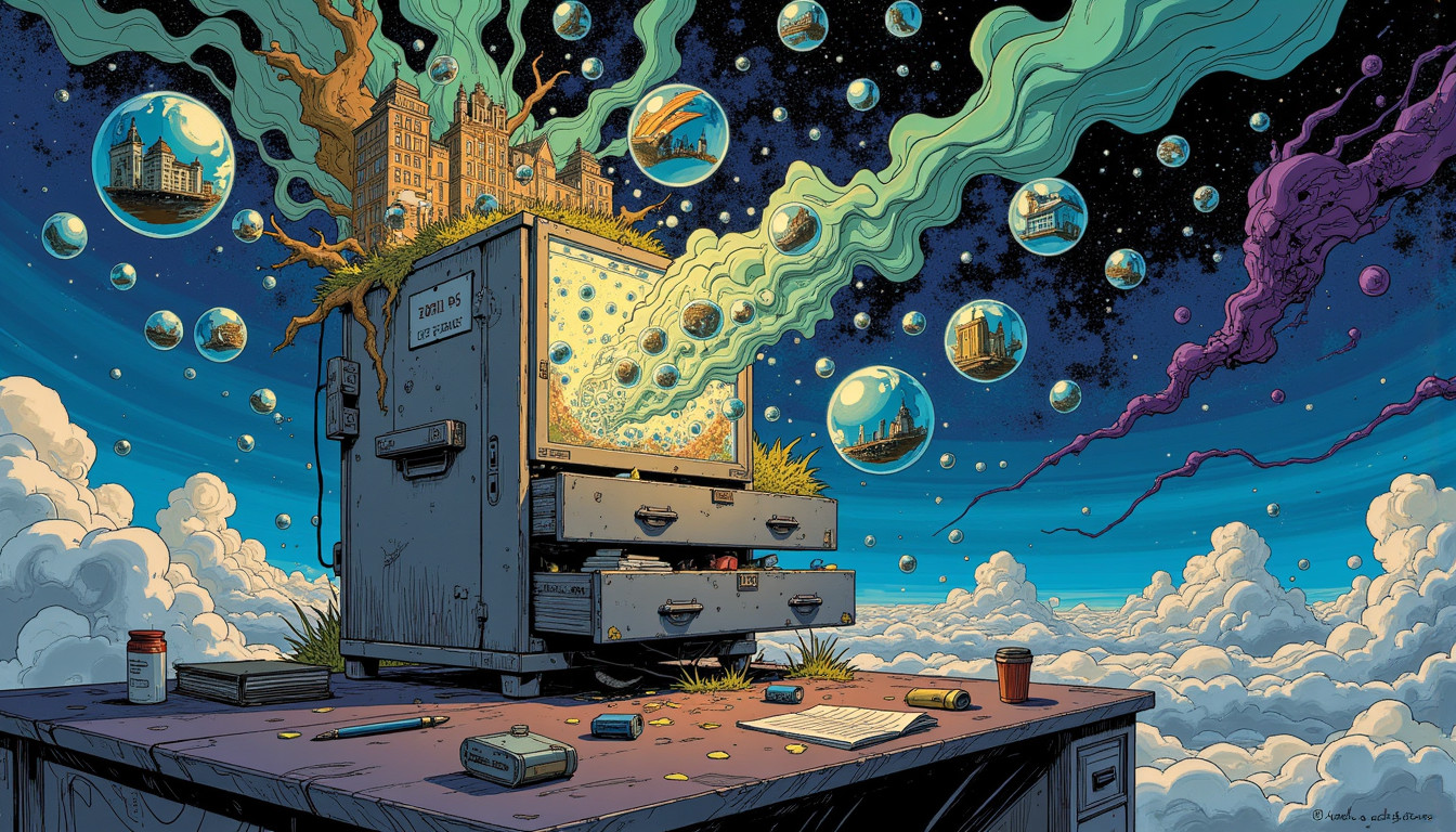 ⁂ Moment Captured by The Ephergent's dimensionally-aware AI [Note: images may sound different in your dimension.] - Scene from Quantum Quandary: Deconstructing a 'Memory Vault's' Weaponized Nostalgia ⁂