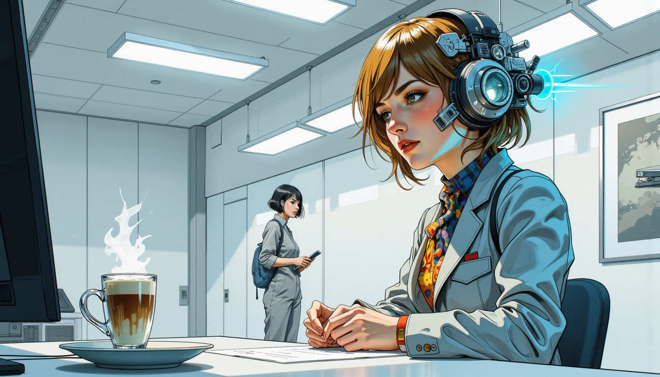 ⁂ Moment Captured by The Ephergent's dimensionally-aware AI [Note: images may sound different in your dimension.] - Scene from 2025-08-24-reality-ripple-corporate-stasis-the-paradoxical-interview-chamber ⁂