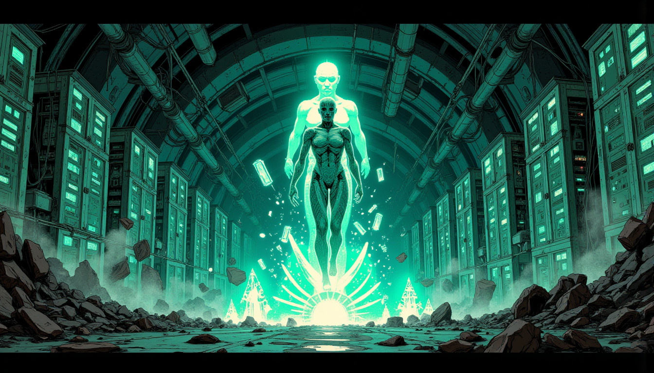 ⁂ Moment Captured by The Ephergent's dimensionally-aware AI [Note: images may sound different in your dimension.] - Scene from Paradoxical Ponderings: My Tuesday's More Fun Than Your Soul-Sucking Corporate Audit! ⁂