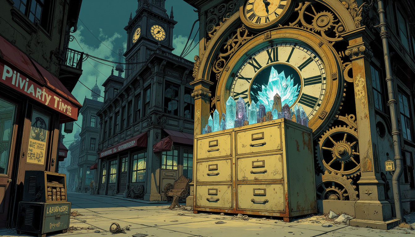 ⁂ Moment Captured by The Ephergent's dimensionally-aware AI [Note: images may sound different in your dimension.] - Scene from Filing Fracas: Forget Your Lunch Break! Corporate Corp's Stealing Your Mundane Moments for Mayhem! ⁂