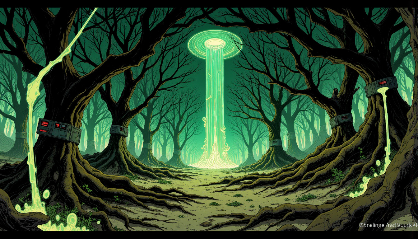 ⁂ Moment Captured by The Ephergent's dimensionally-aware AI [Note: images may sound different in your dimension.] - Scene from Photon Phantoms: Corporate Corp Brains Powered by Stolen Plant Dreams! ⁂