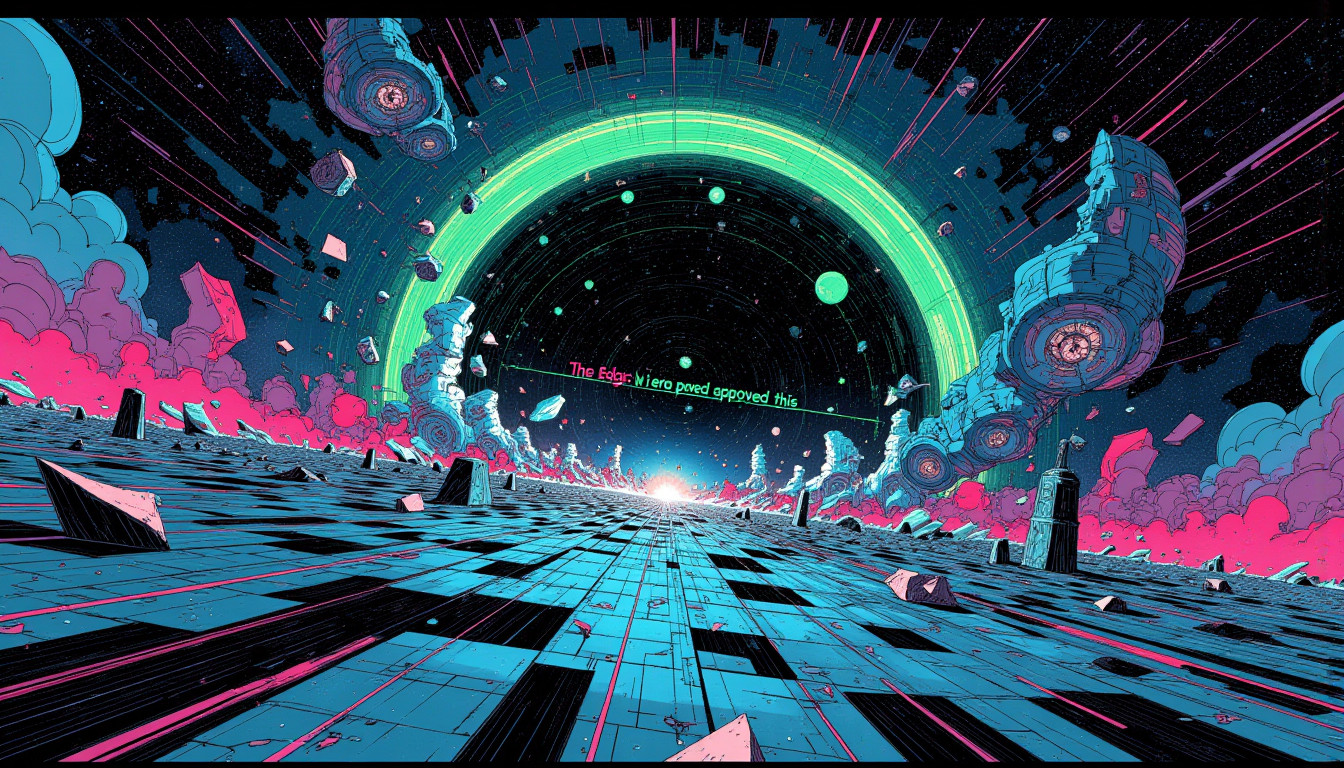 ⁂ Moment Captured by The Ephergent's dimensionally-aware AI [Note: images may sound different in your dimension.] - Scene from Glitchy Galaxy: Aether's Formatting Note Cracks the Code! ⁂