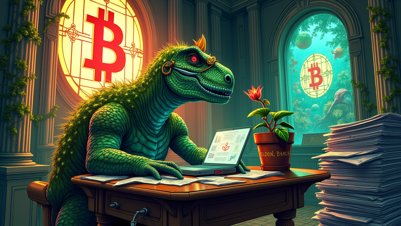 Illustration for Root Awakening: Are Cyber-Dino Bankers Secretly Team Green?